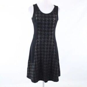 Not Your Daughter's Jeans NYDJ Black Houndstooth Faux Leather Midi Dress